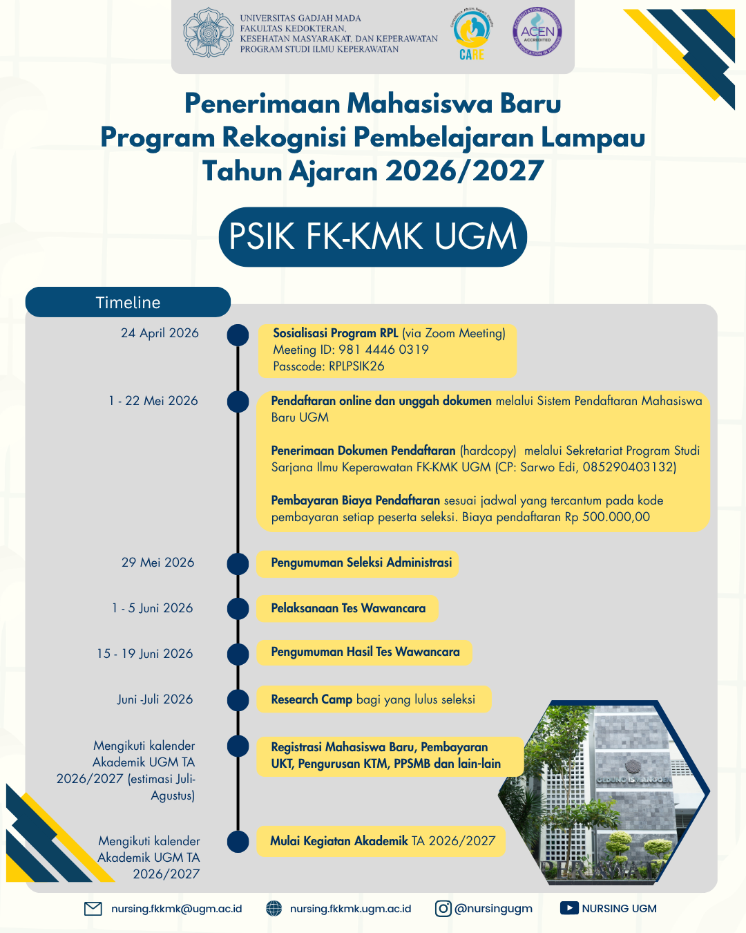 Penerimaan Mahasiswa Baru Program Studi Ilmu Keperawatan Program Rekognisi Pembelajar Lampau TA 2026/2027